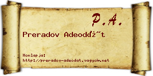 Preradov Adeodát névjegykártya